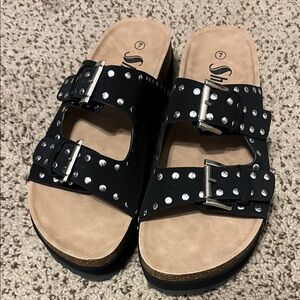 Women’s black studded sandals